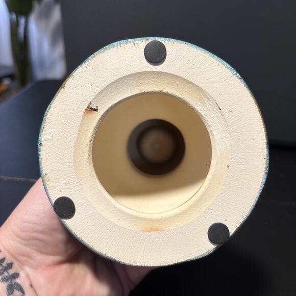 Set Of Three Ceramic Turquoise And Brown Glaze Candle Holders - Picture 4 of 16